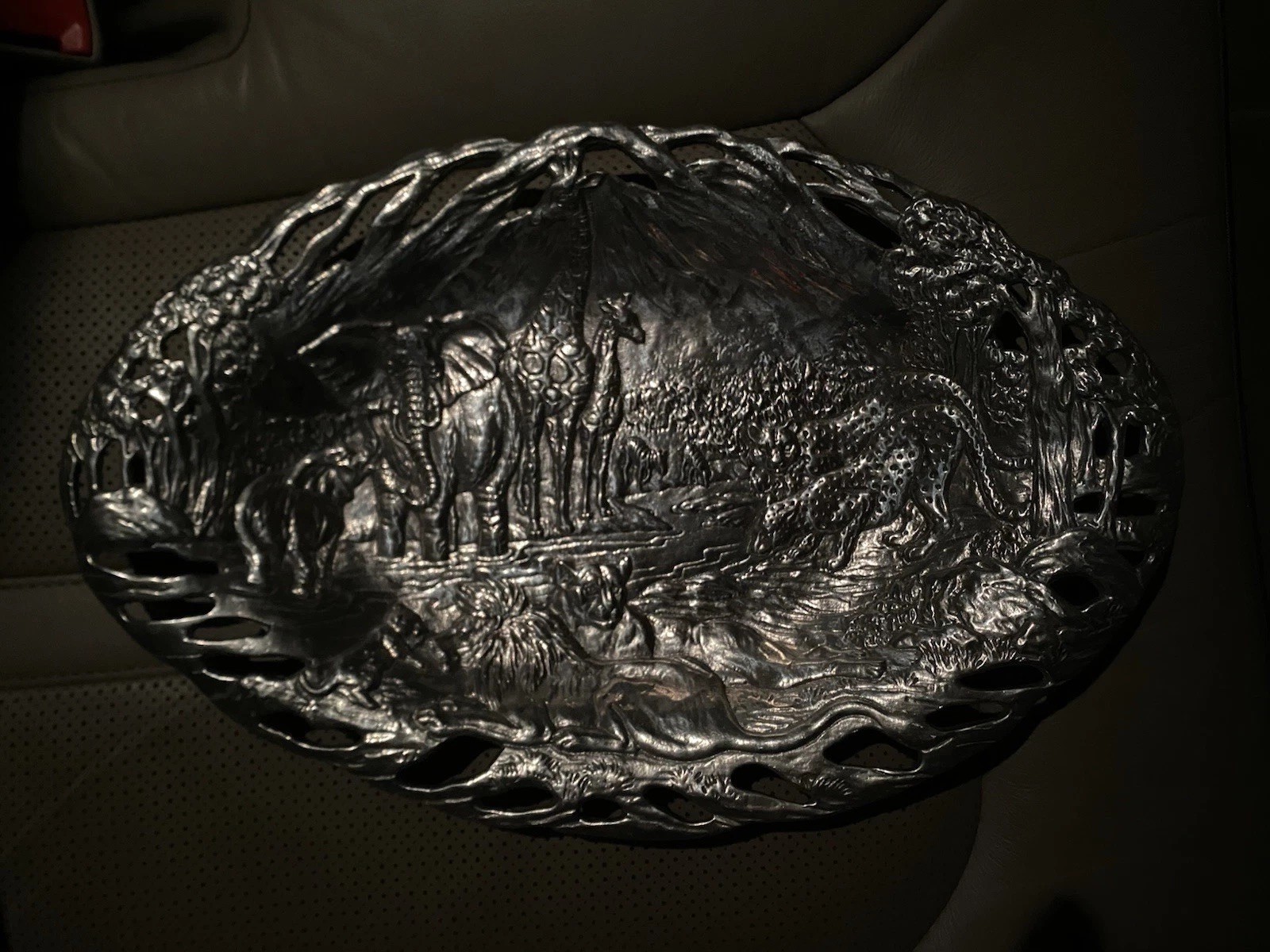 Vintage Arthur Court 1990 Endangered Kingdom Aluminum Safari Oval Tray Platter