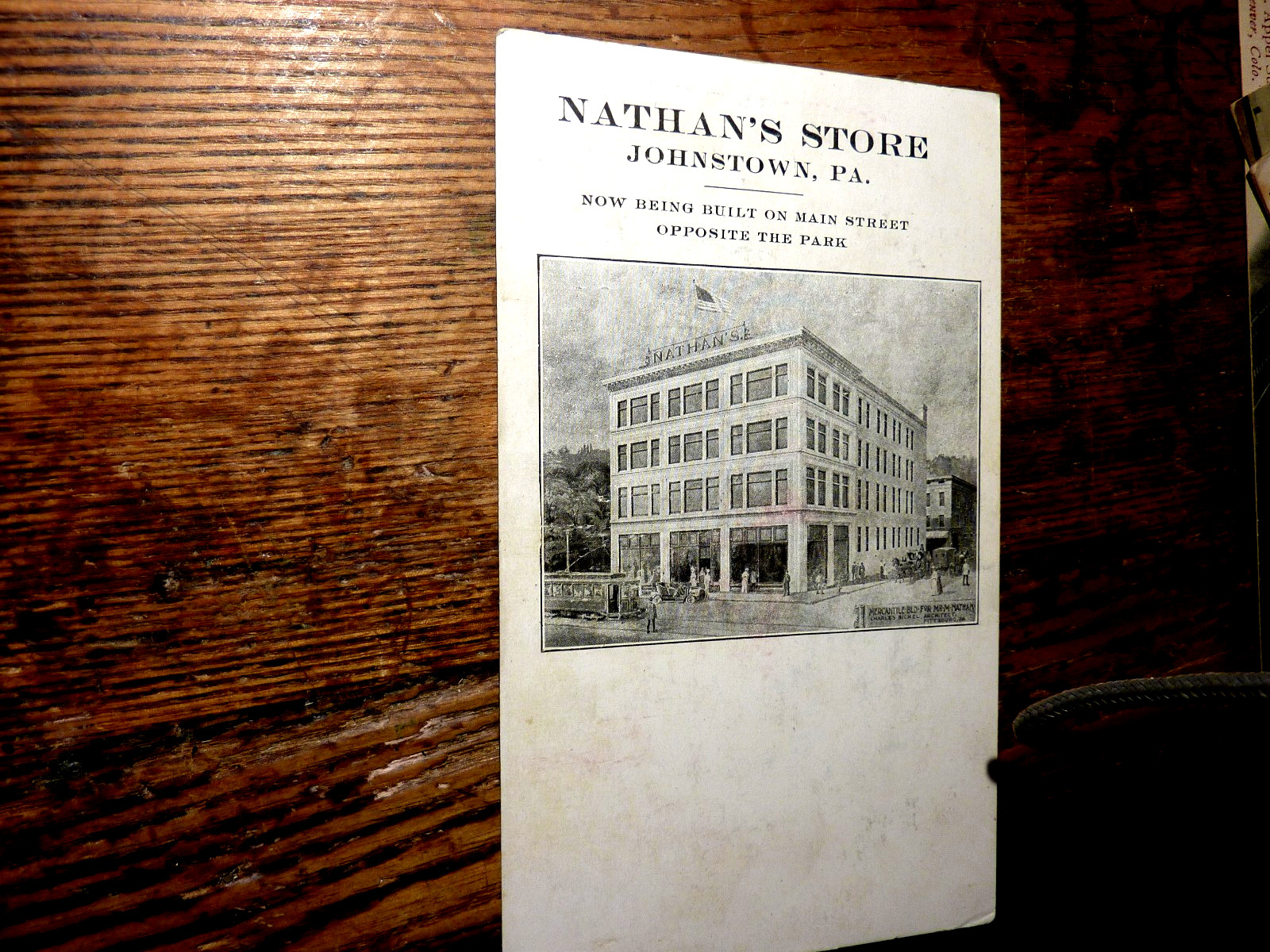 RARE-- NATHANS-STORE-JOHNSTOWN.PA- POSTCARD-1907