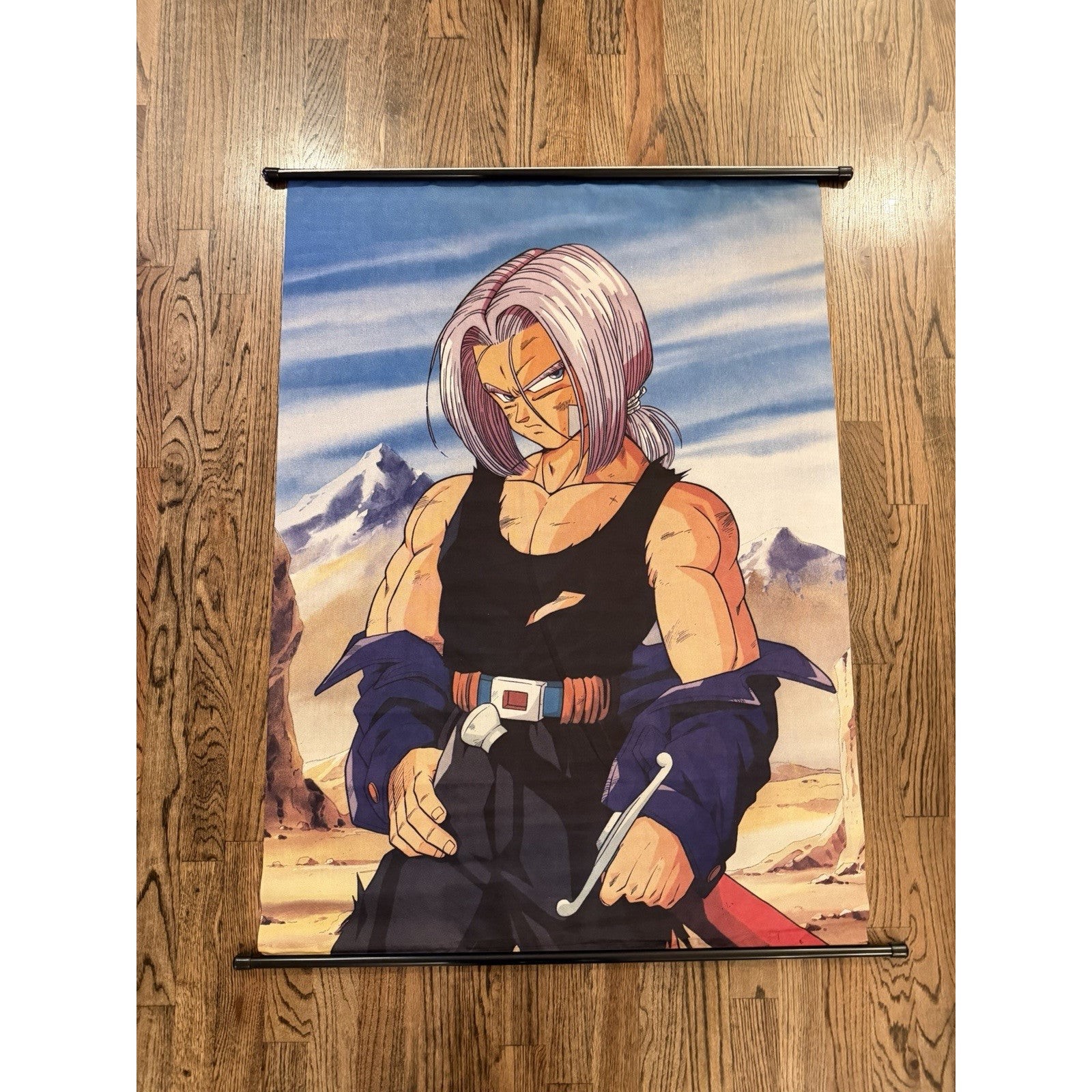 Vintage 1990\'s Dragon Ball Z DBZ Trunks Wall Scroll Tapestry Cloth Poster