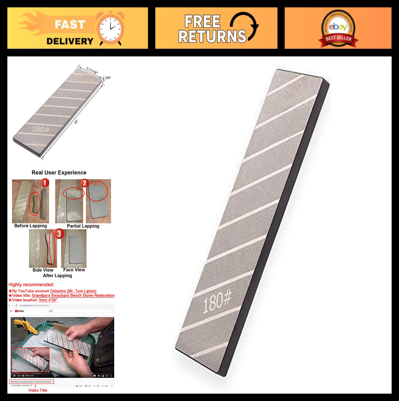 Extra Large Diamond Flattening Stone 10x3 Extra Large Diamond Flattening Stone 10x3