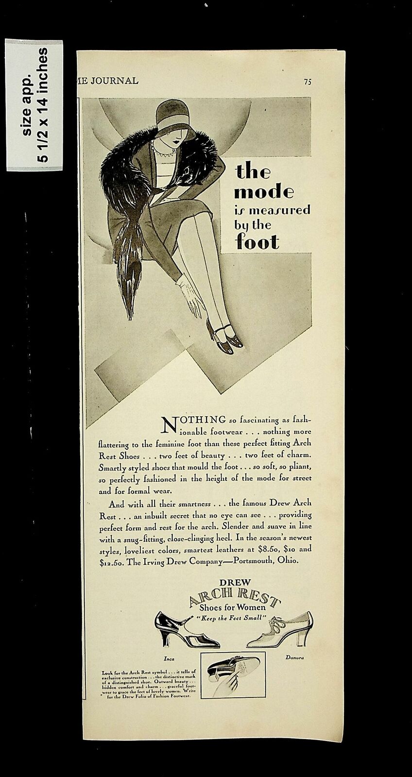 1928 Drew Arch Rest Shoes for Women Vintage Print Ad 17050