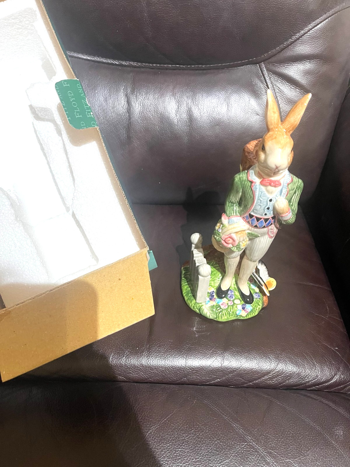 FITZ & FLOYD OLD WORLD RABBIT CANDLEHOLDER GENTLEMAN  73316  TALL  11 IN HAS BOX