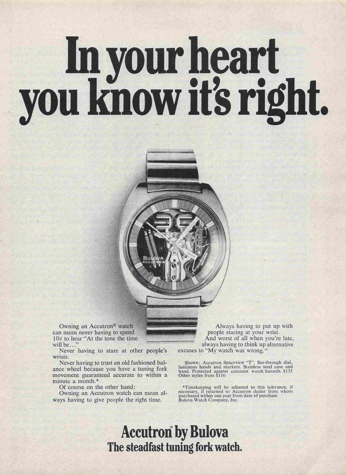 Accutron By Bulova Watch 1970'S Print Advertisement