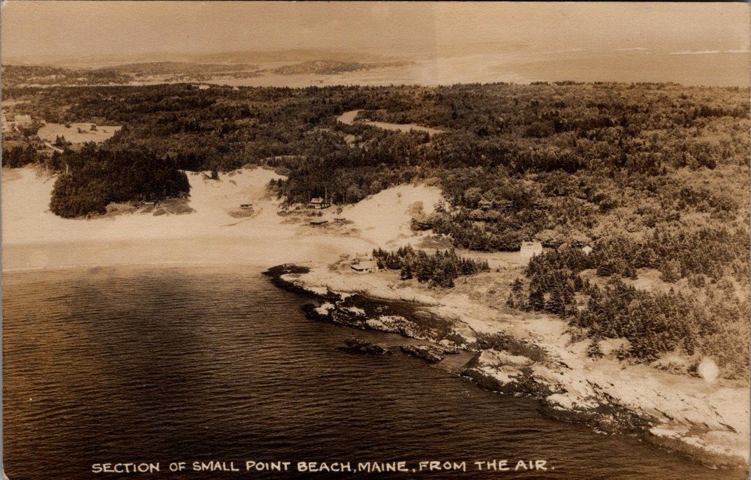 Air View, SMALL POINT BEACH, Maine Real Photo Postcard