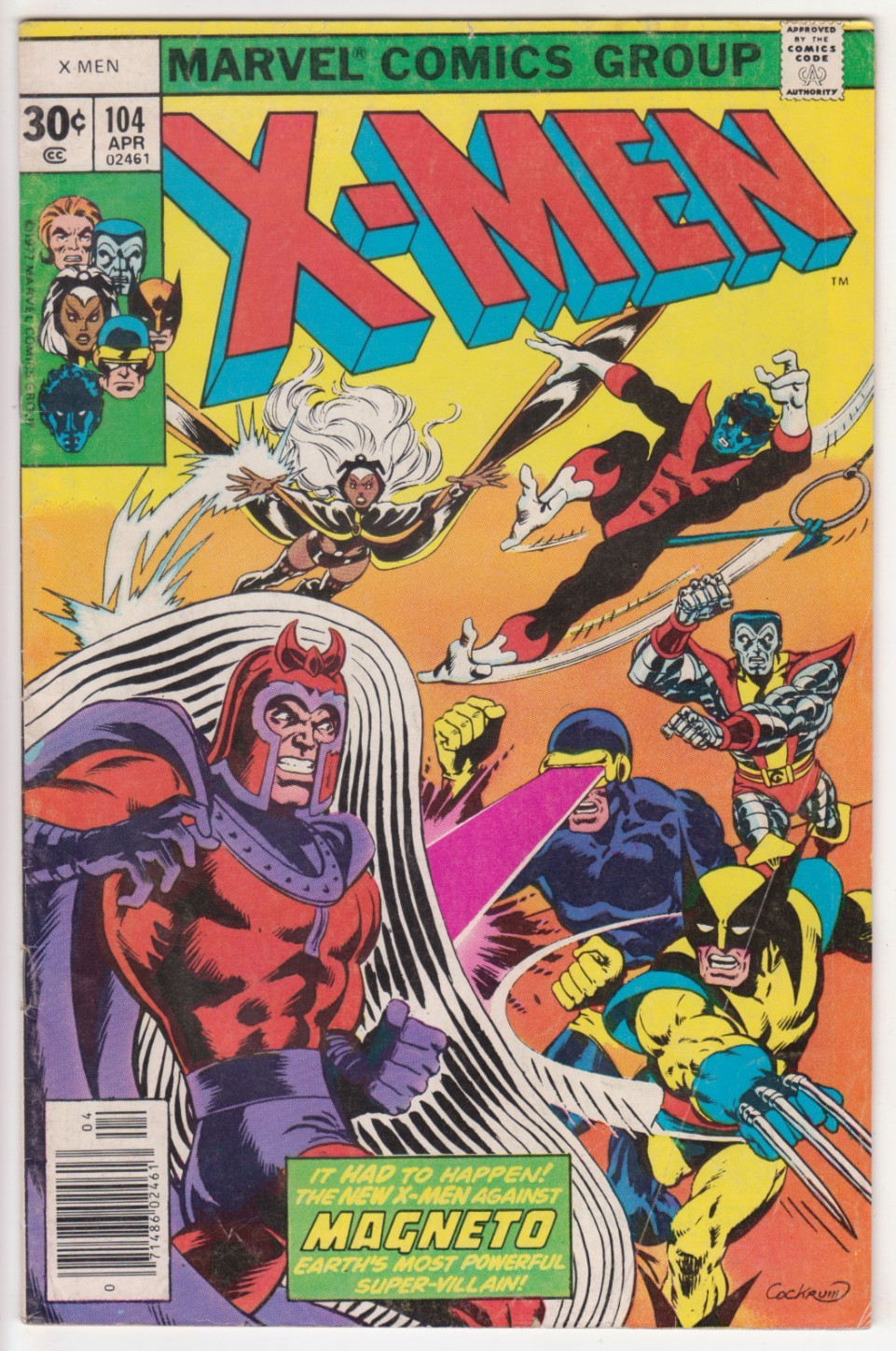 The X-Men #104, Marvel Comics 1977 VG 4.0 New X-Men vs Magneto