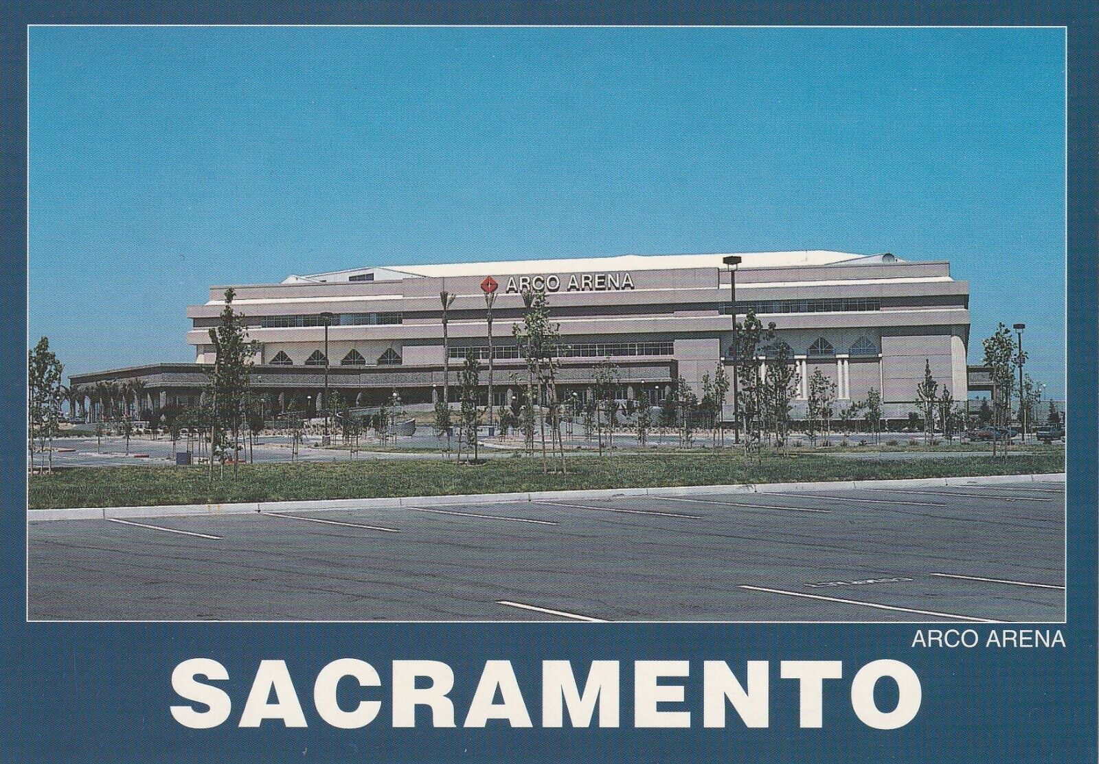 Old NBA Basketball Sacramento Kings Arco Arena Postcard - Rare Blue Border Issue