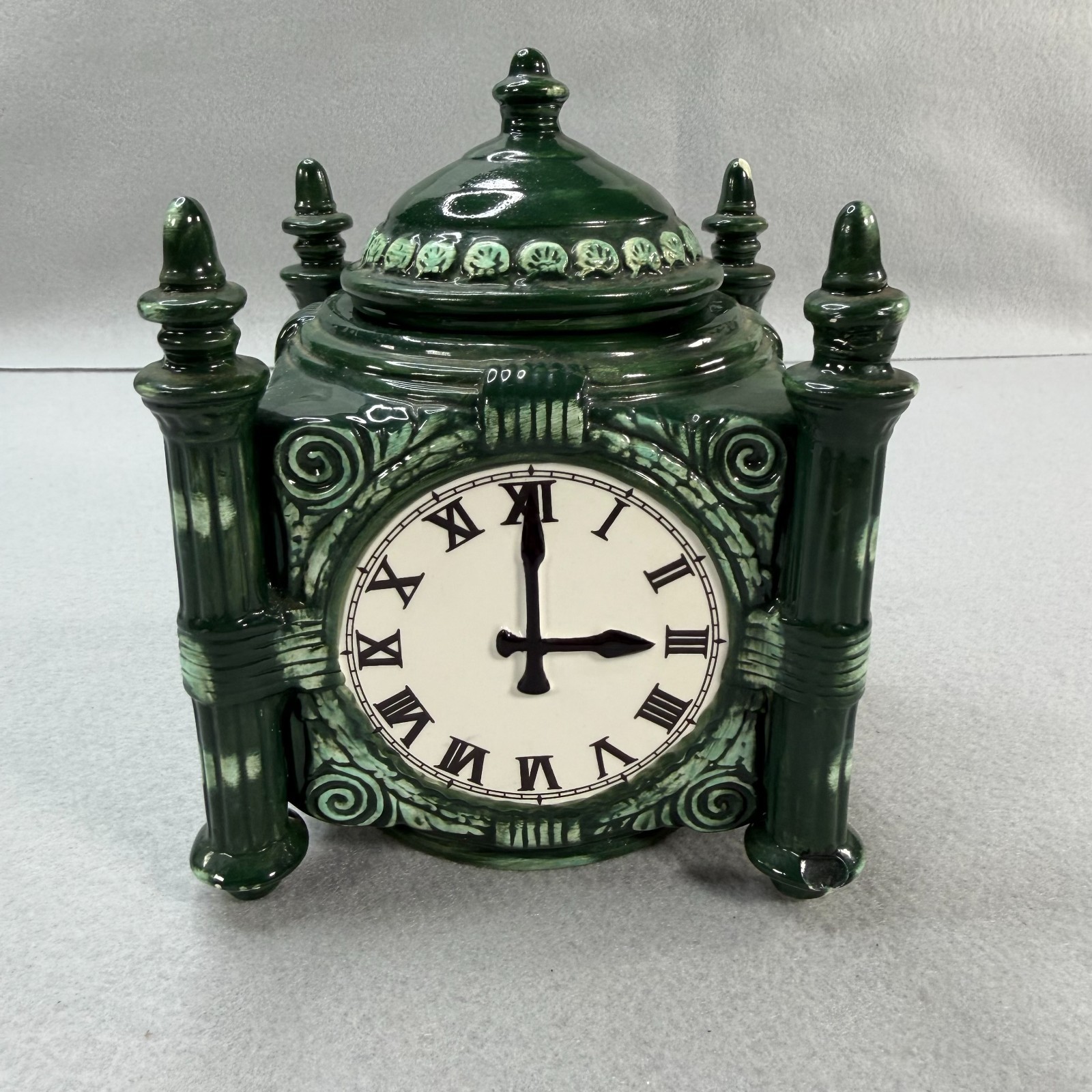 Marshall Fields Great Clock On State St Jar 100th Anniversary Jar VTG Green 7