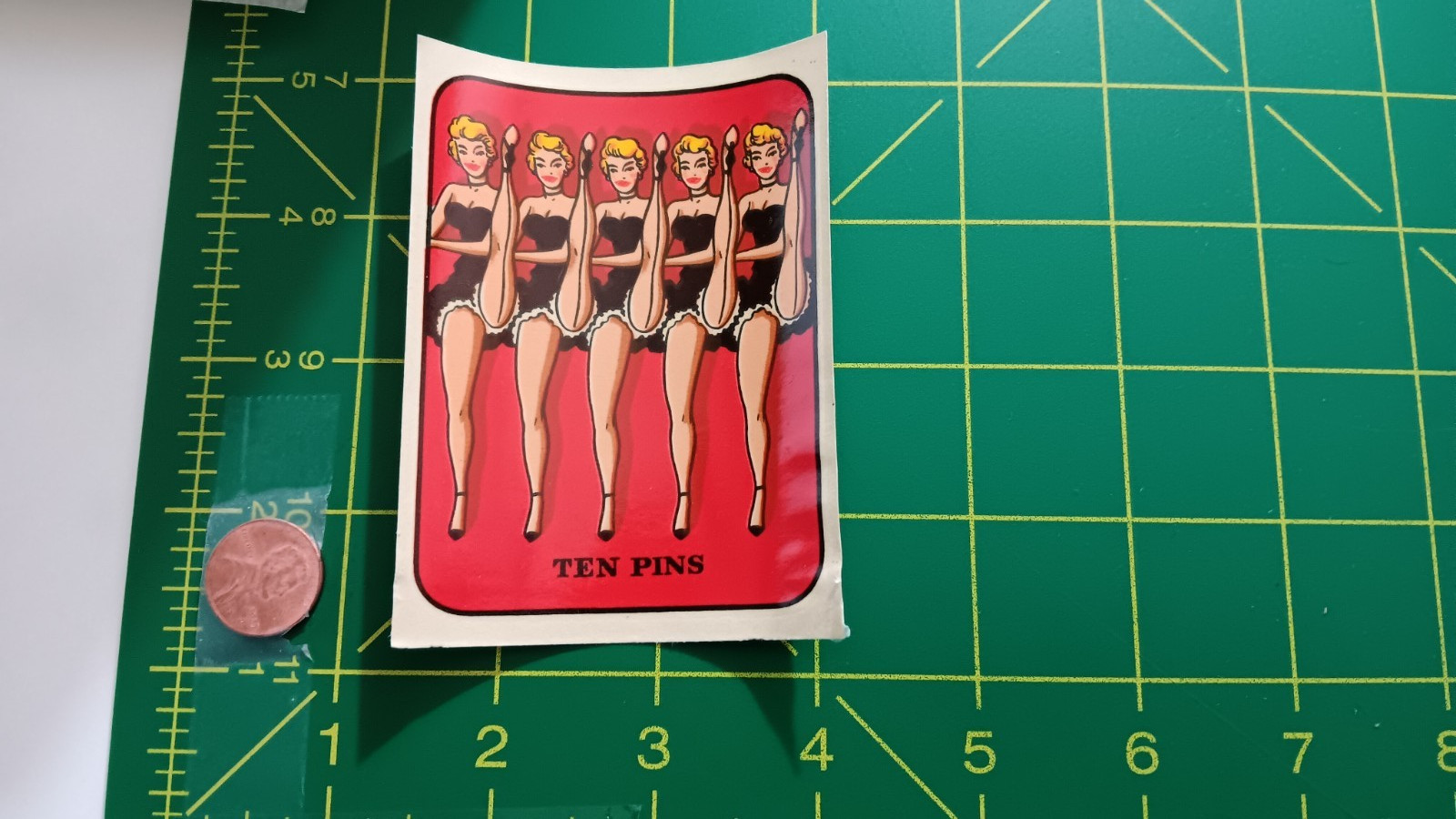 VINTAGE ORIGINAL 1950s SEXY TEN PINS PINUP WATERSLIDE DECAL