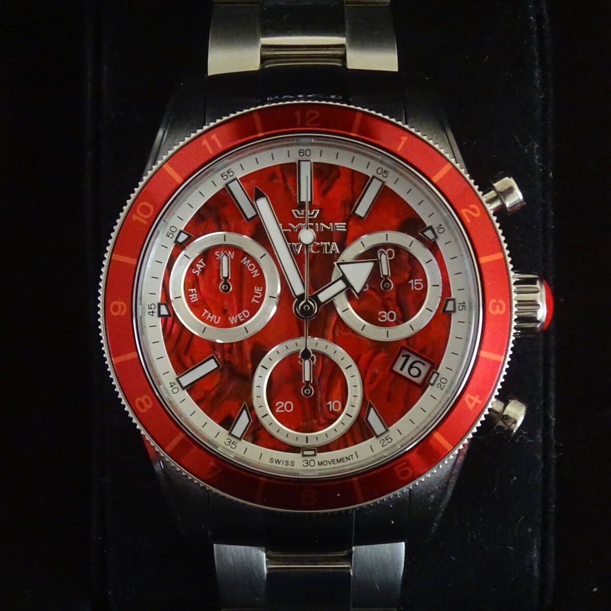 Glycine x Invicta 5 Element Fire 41mm Chronograph Stainless Steel Watch