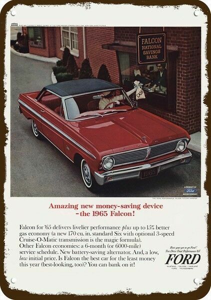 1965 FORD FALCON Futura Car Vintage-Look-Edge DECORATIVE REPLICA METAL SIGN