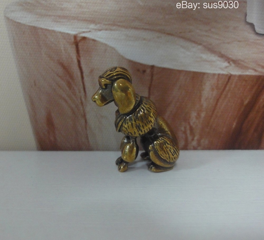 Vintage Solid Brass Poodle Figurine Dog Satue Home Decor Toy Gift