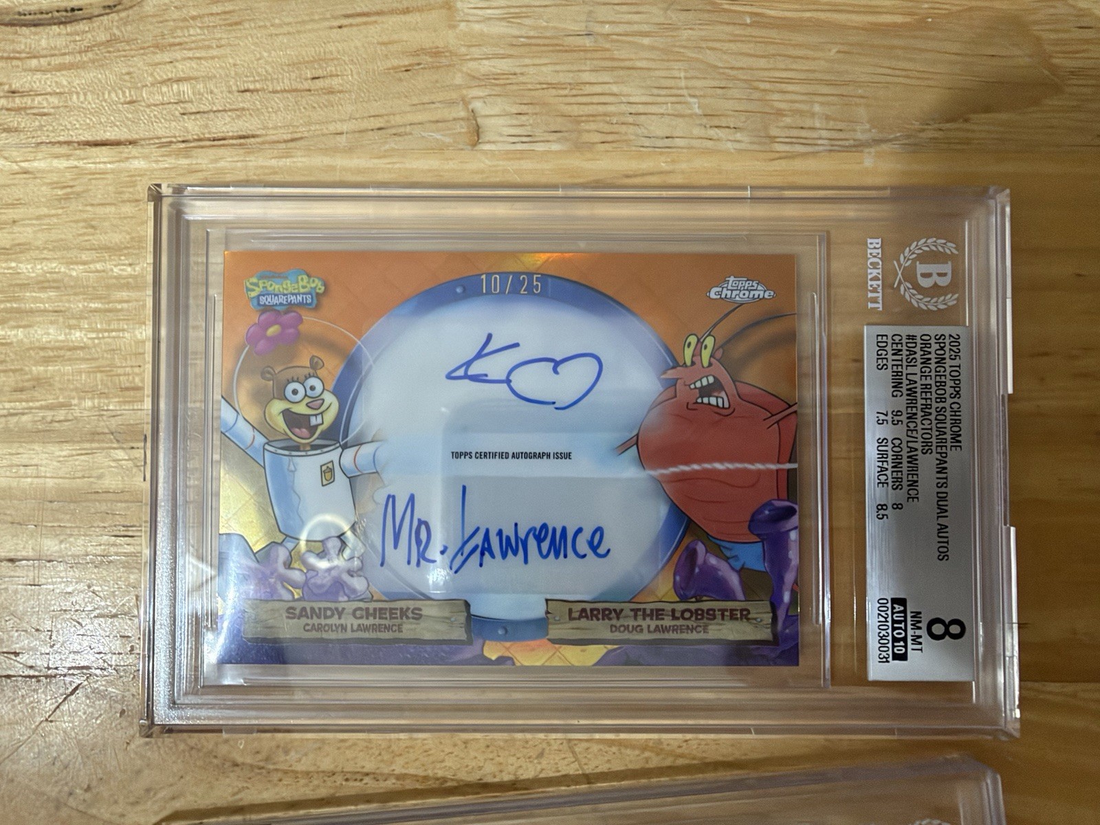 2025 Topps Chrome SpongeBob SquarePants Sandy Larry Dual Auto /25 Orange