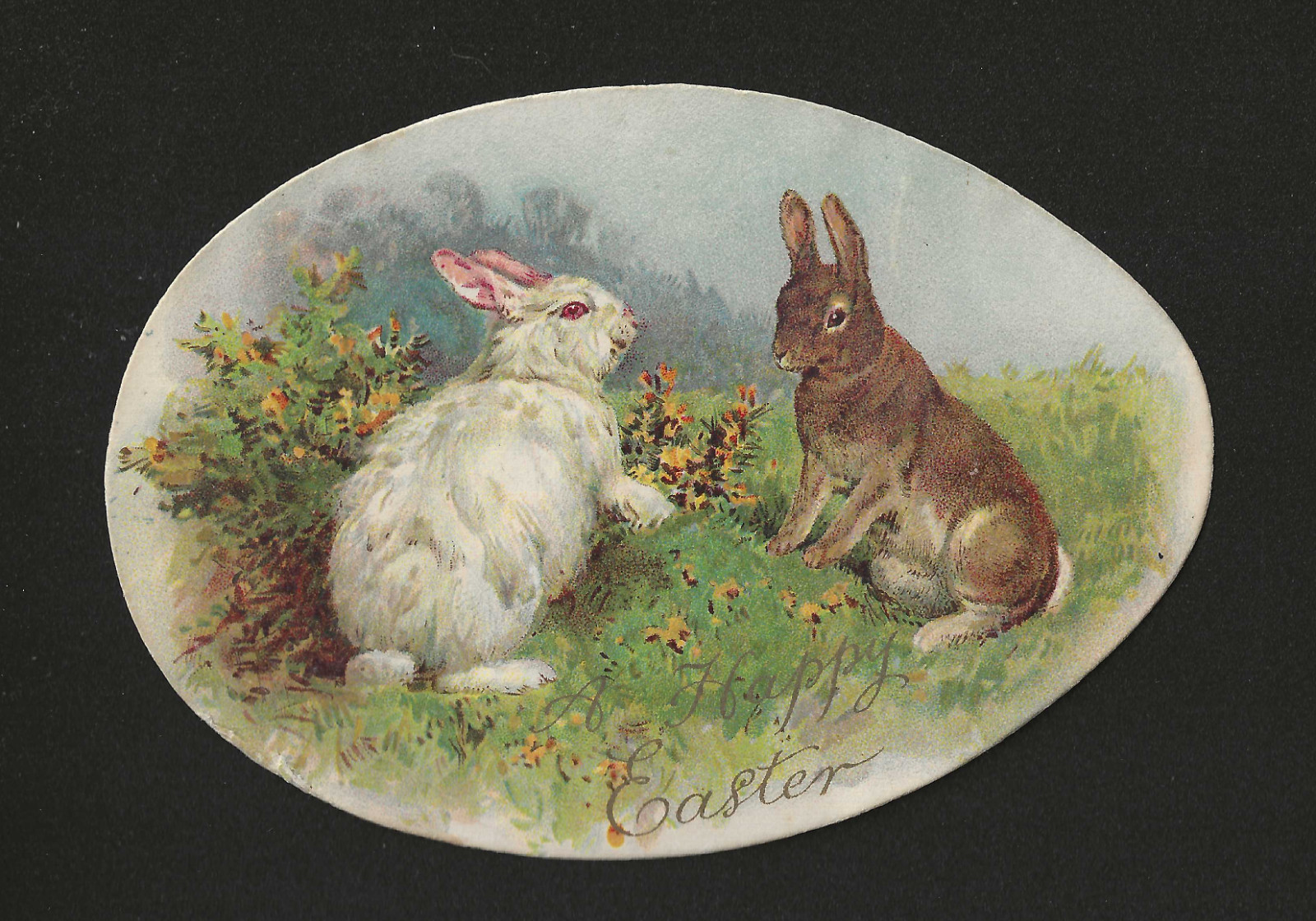 Antique Ernest Nister Easter Card No. 55 Rabbit A Happy Easter 1907 Bavaria