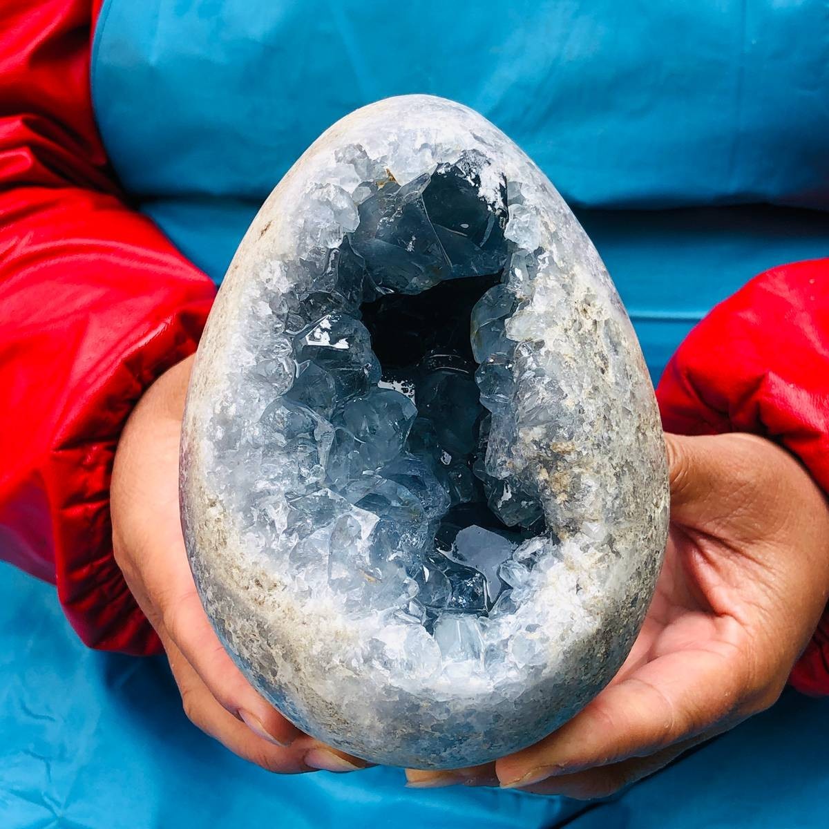 5.12LB Natural Blue Crystal Cave Quartz Crystal Mineral Specimen Reiki Healing
