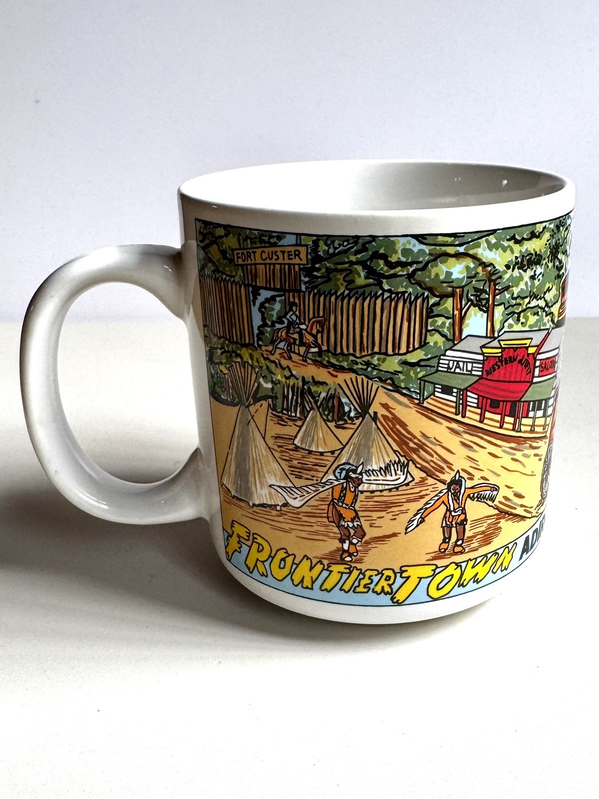 Frontier Town Adirondack Mountains New York Souvenir Coffee Mug Vintage Closed