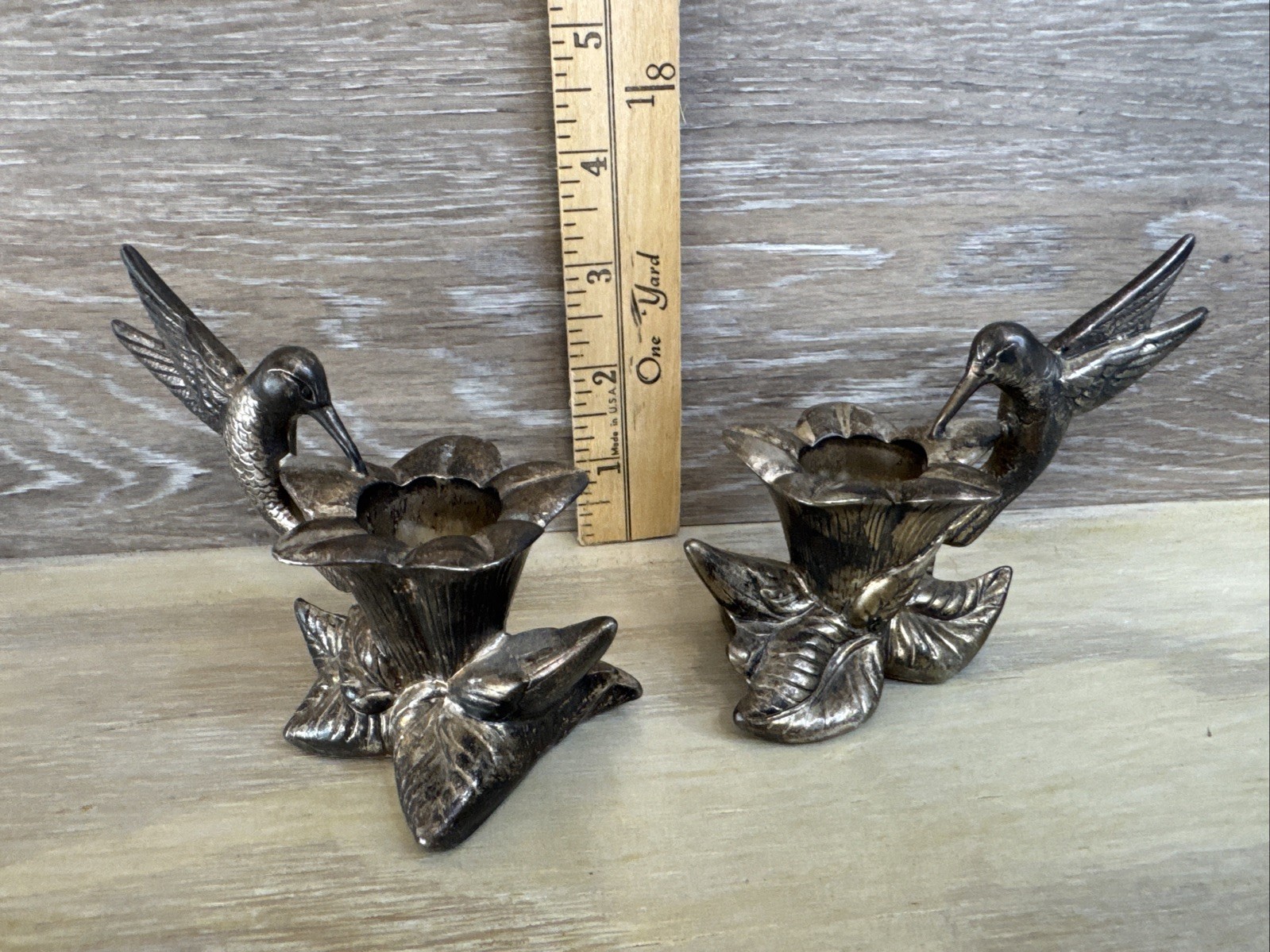 Vintage Gorham Heritage Hummingbird Candle Holder Set - Silver Plate - Lovely Vintage Gorham Heritage Hummingbird Candle Holder Set - Silver Plate - Lovely