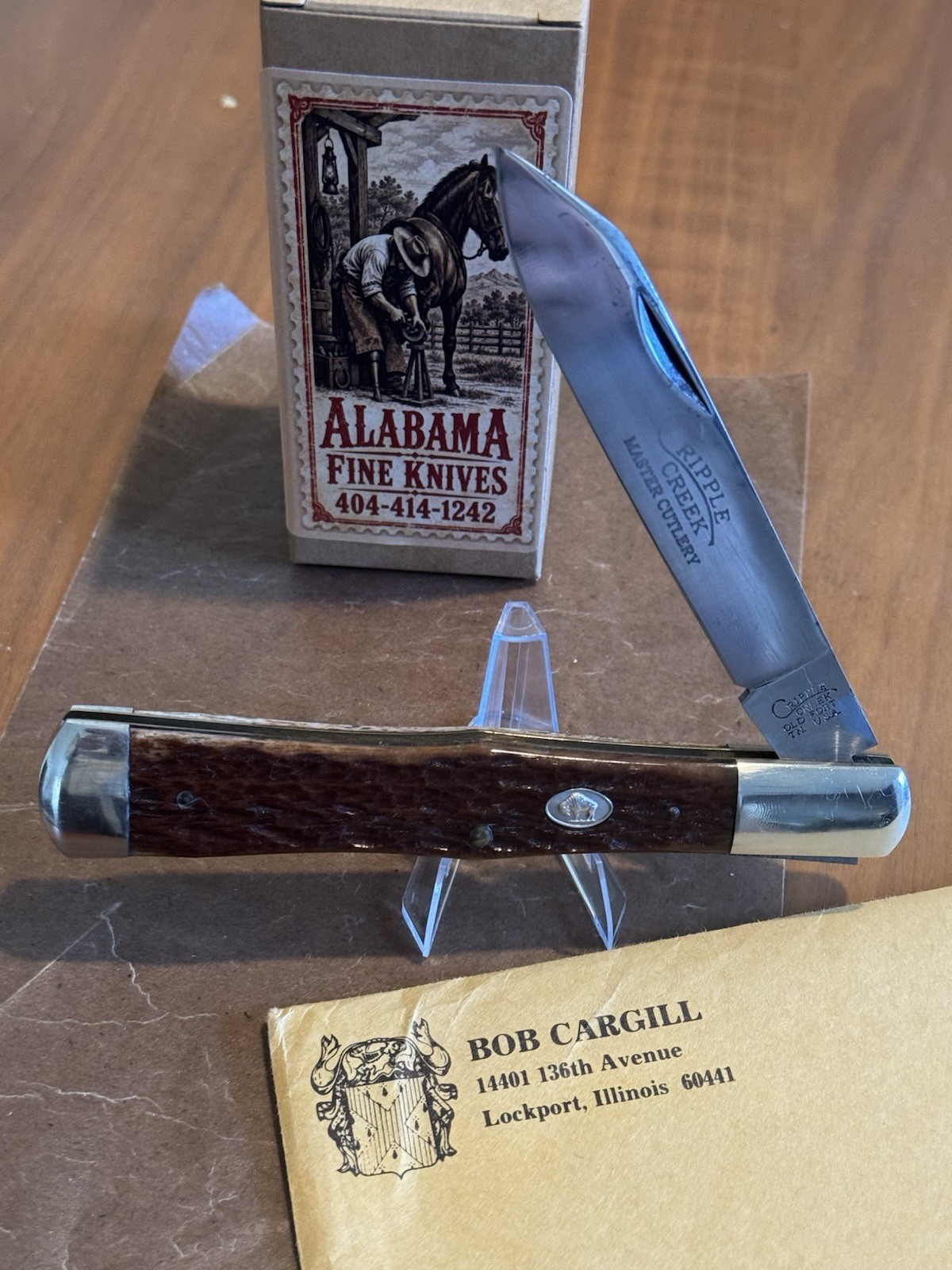 RARE 1989 Bob Cargill CRIPPLE CREEK USA BONE JUMBO SLIM COKE BOTTLE KNIFE 36103 RARE 1989 Bob Cargill CRIPPLE CREEK USA BONE JUMBO SLIM COKE BOTTLE KNIFE 36103