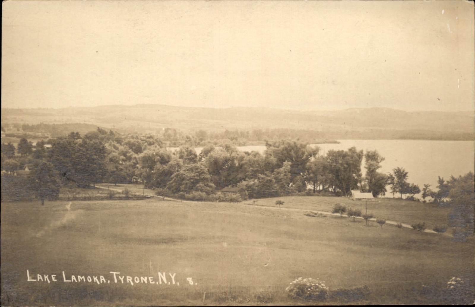 Tyrone New York NY Lake Lamoka c1900s-10s Real Photo Vintage Postcard