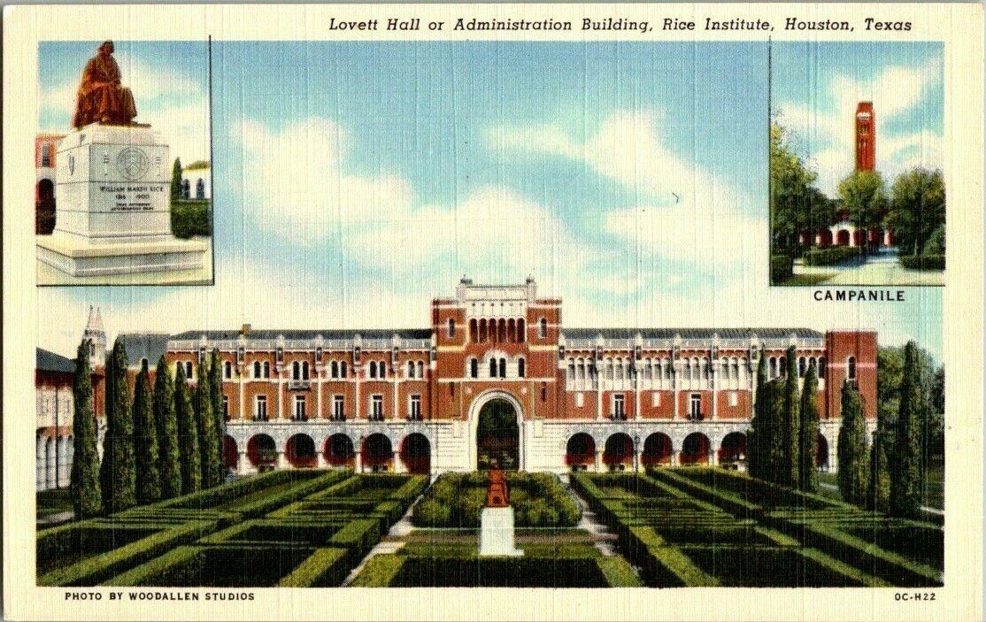 1940\'S. HOUSTON,TX. RICE INSTITUTE. LOVETT HALL. POSTCARD YD25