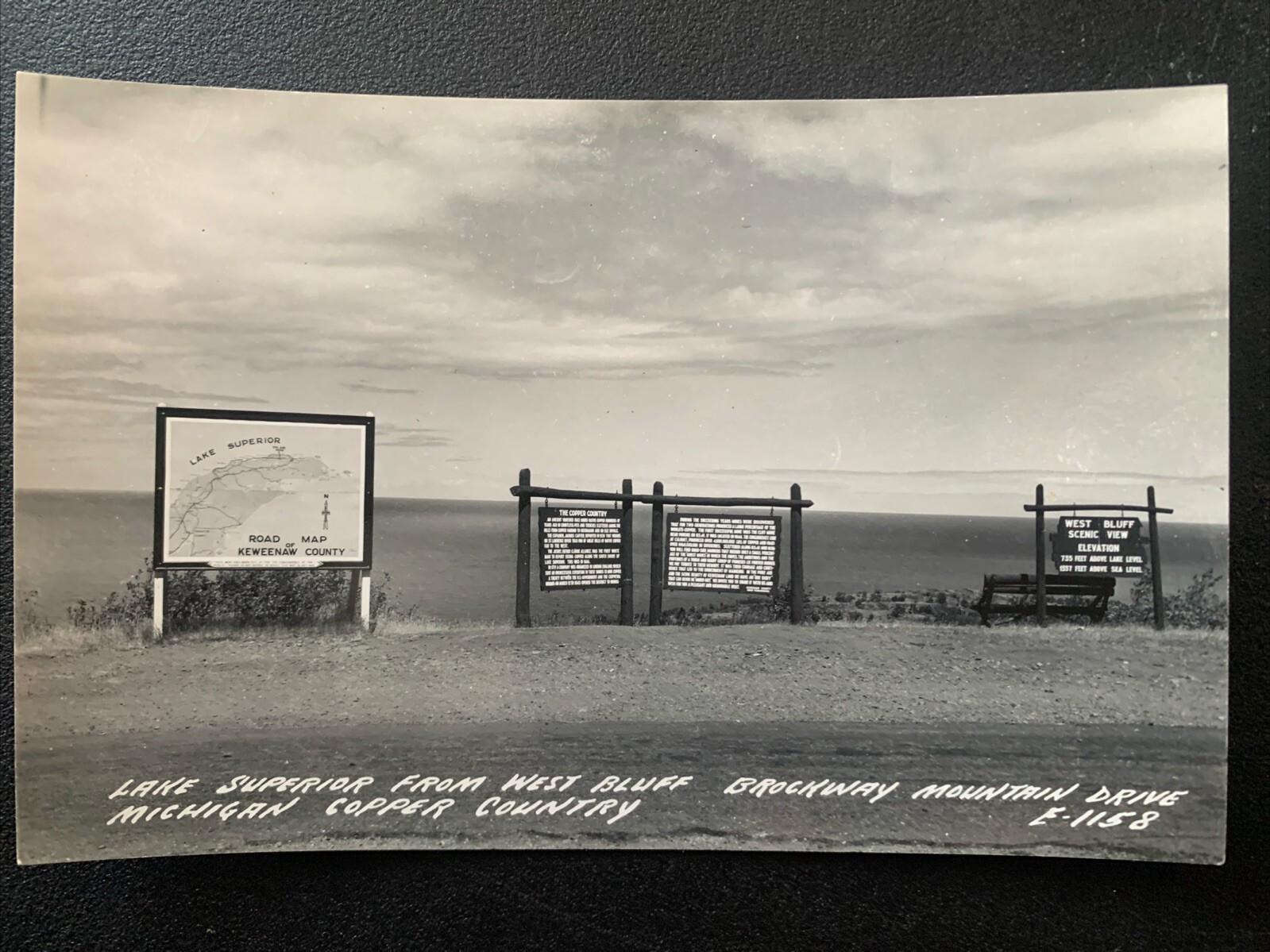 VTG RPPC Postcard Lake Superior From West Bluff Brockway Mountain Drive Michigan