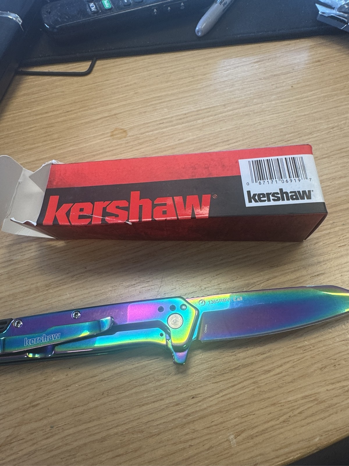 Kershaw Misdirect Rainbow Assisted Folding Knife 1365RBW Tanto Blade