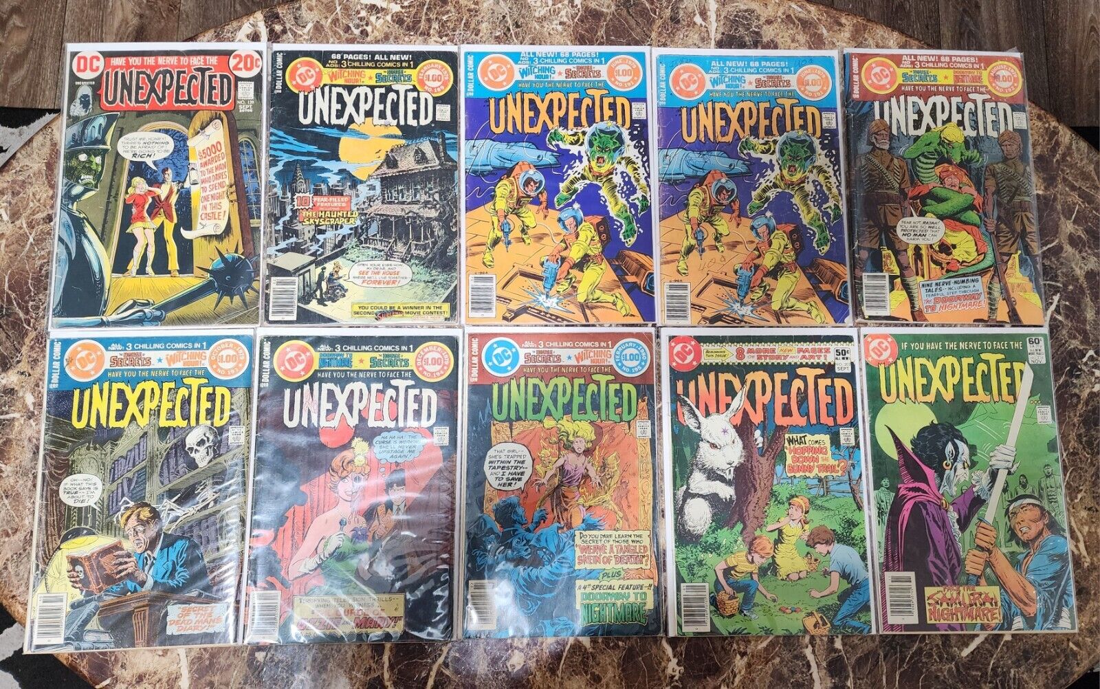 Horror Comic Book Lot of 10 Unexpected. DC. Vintage. Bronze Age. KEYS
