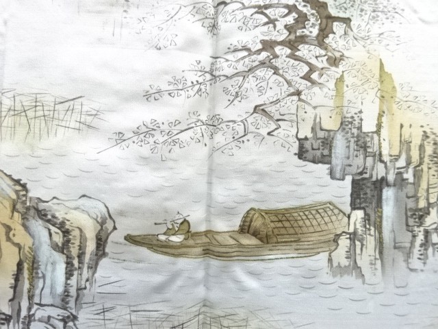 7734193: JAPANESE KIMONO / ANTIQUE MENS HAORI / SILK / HIGE TSUMUGI / SCENERY OF 7734193: JAPANESE KIMONO / ANTIQUE MENS HAORI / SILK / HIGE TSUMUGI / SCENERY OF