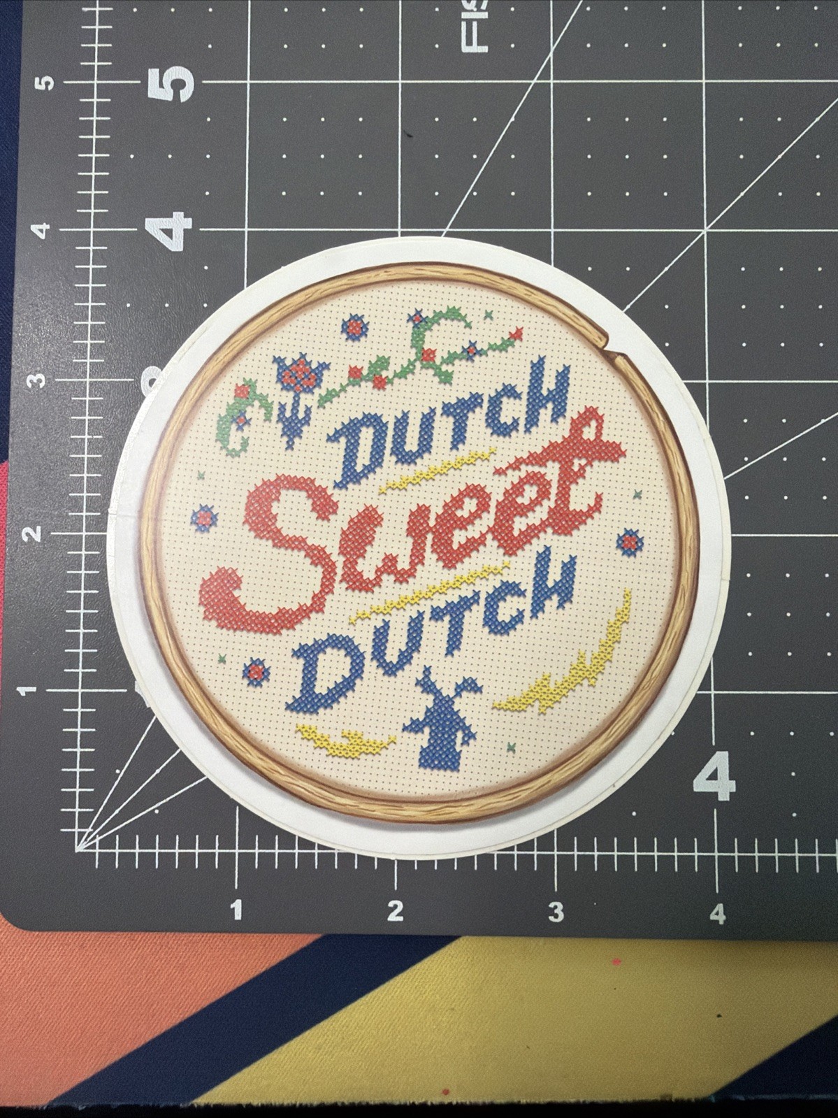 Vintage Rare Dutch Bros Cross-stitch “Dutch Sweet Dutch” Sticker