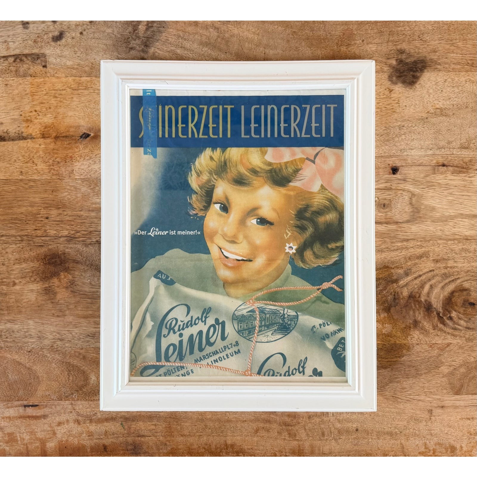 Vintage Rudolf Leiner Austrian Advertising Poster Print Framed Home Art 19x14.5