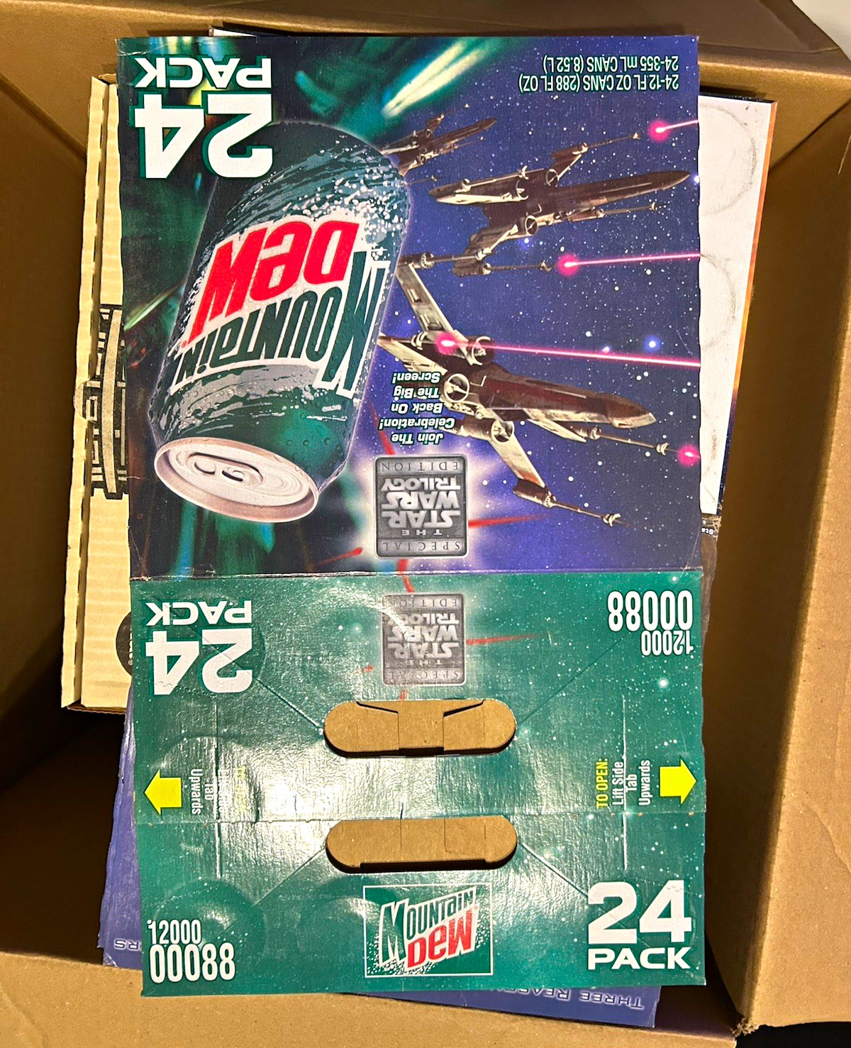 Mountain Dew Star Wars Trilogy 24 Pack Carton Carrier Box 1998 Original