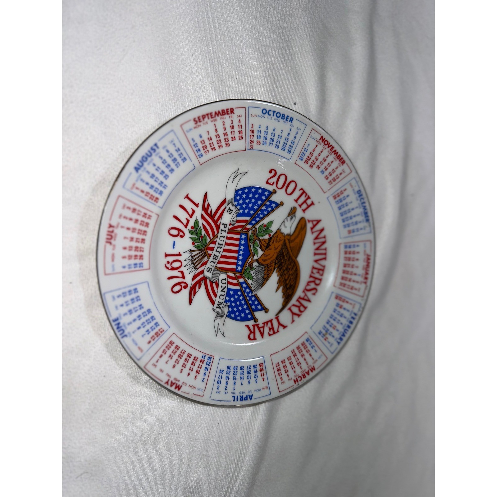 Vintage 1976 Spencer Gifts Bicentennial Calendar Plate 200th Anniversary Eagle Vintage 1976 Spencer Gifts Bicentennial Calendar Plate 200th Anniversary Eagle