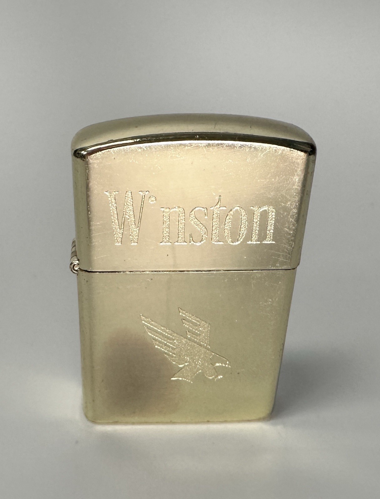 Vintage Winston Cigarette Lighter Gold Tone Eagle Logo Working Tobacciana Rare