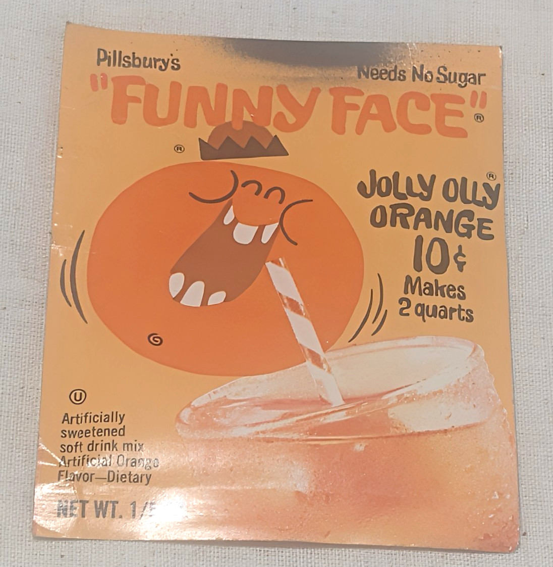 Pillsbury Funny Face Drink Mix 1960's Jolly Olly Orange 10 Cent Unopened Package