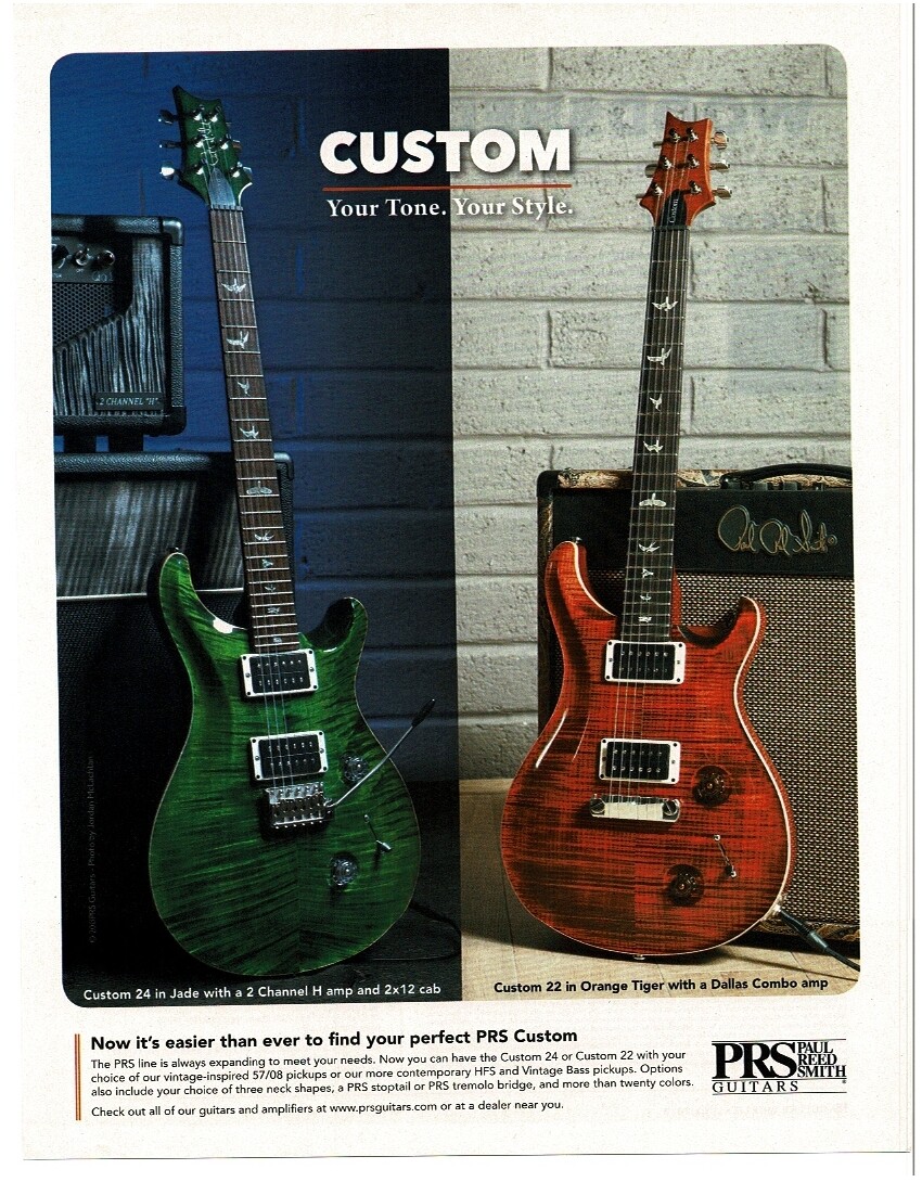 2013 PRS Custom 24 Jade, Custom 22 Orange Electric Guitar magazine print ad