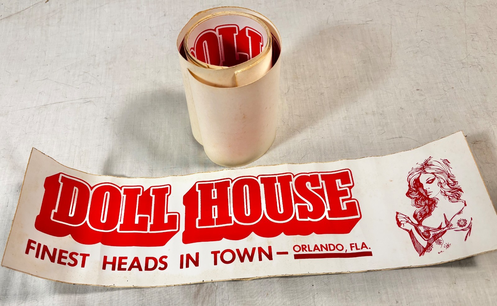 4 VTG BUMPER STICKERS DOLL HOUSE TOPLESS CLUB ORLANDO FL FINEST HEADS IN TOWN