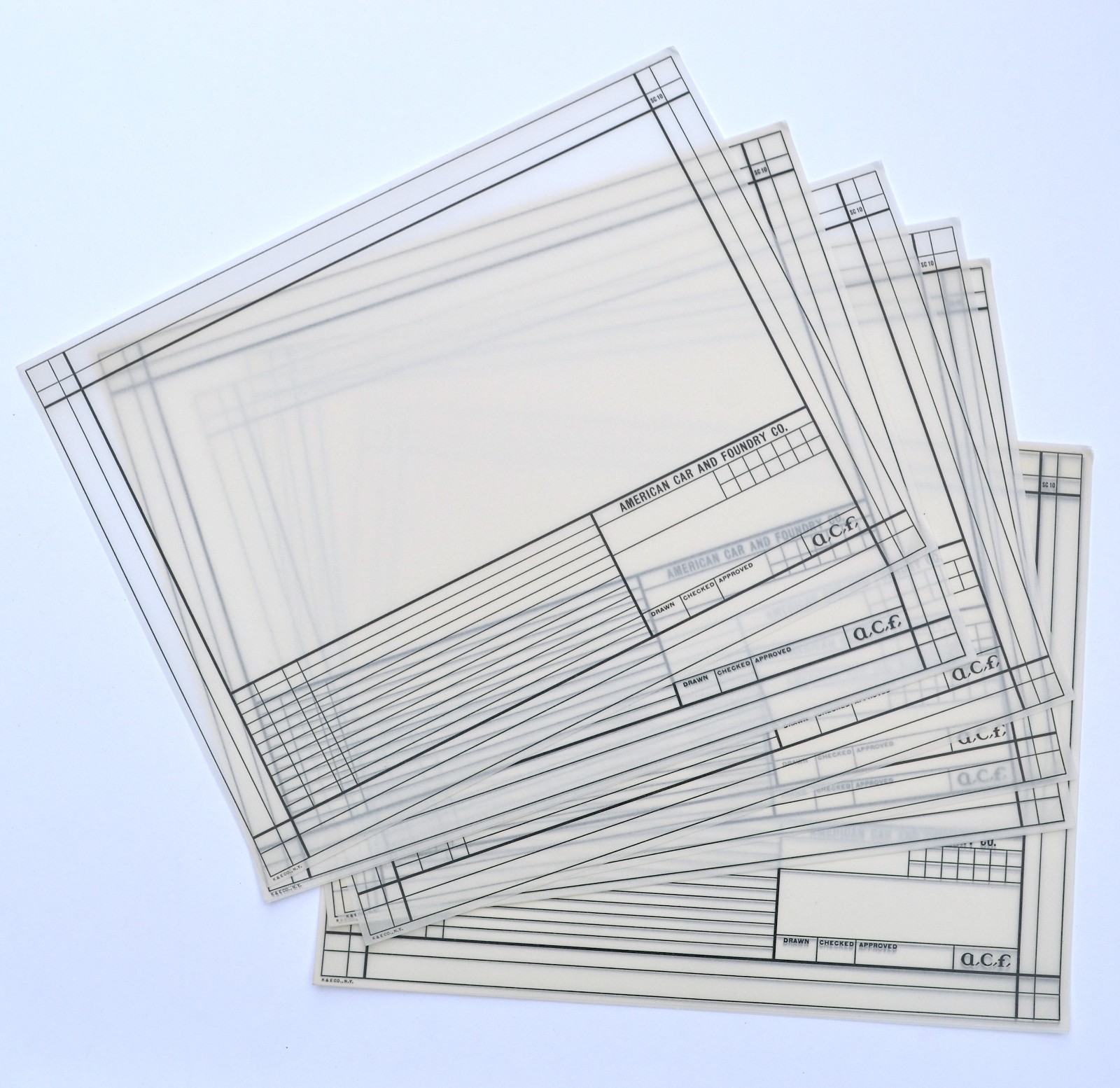 Vtg Keuffel & Esser Engineering Drafting Paper Set of 10 American Car & Foundry