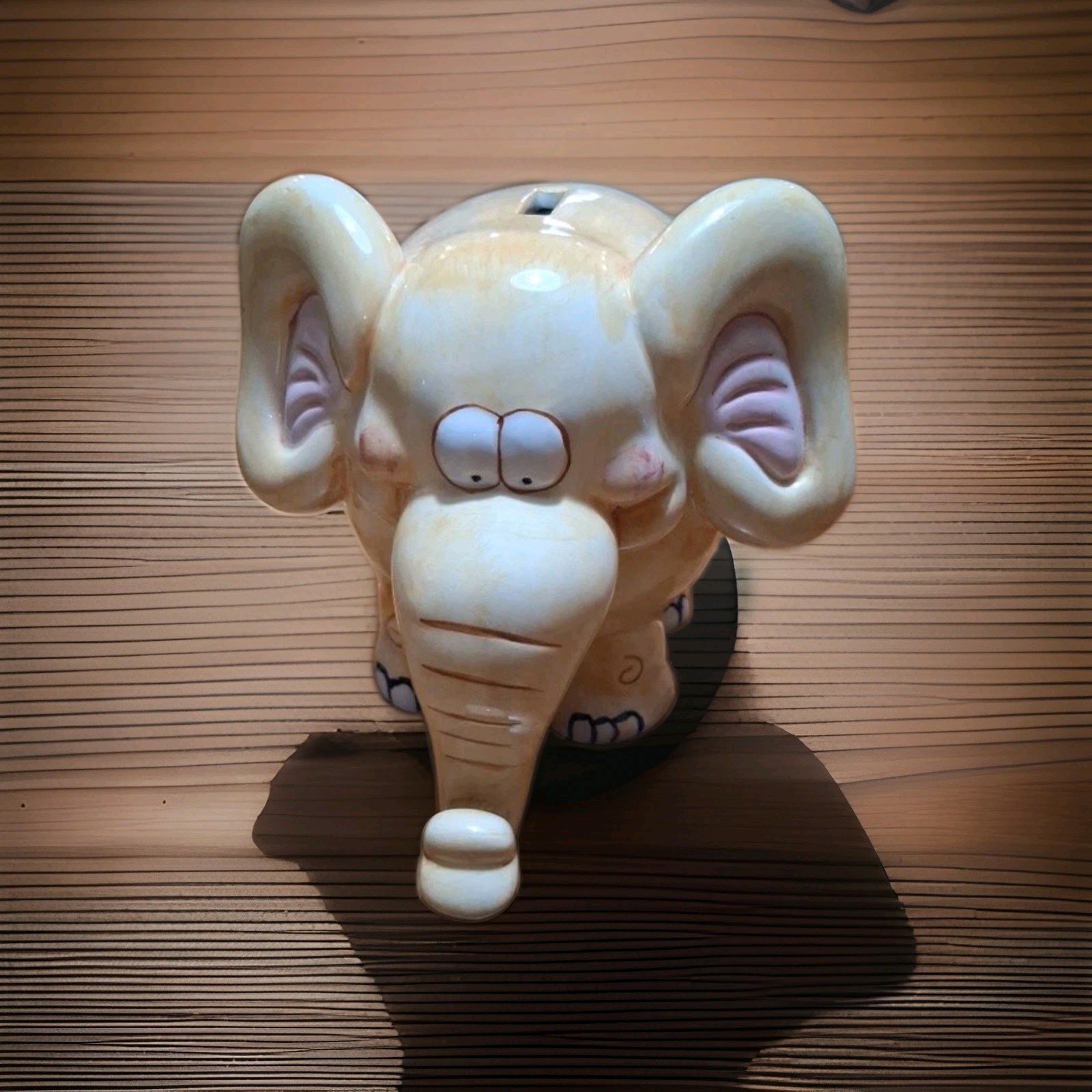  Vintage Ceramic Elephant Piggy Bank Biege, Whisical