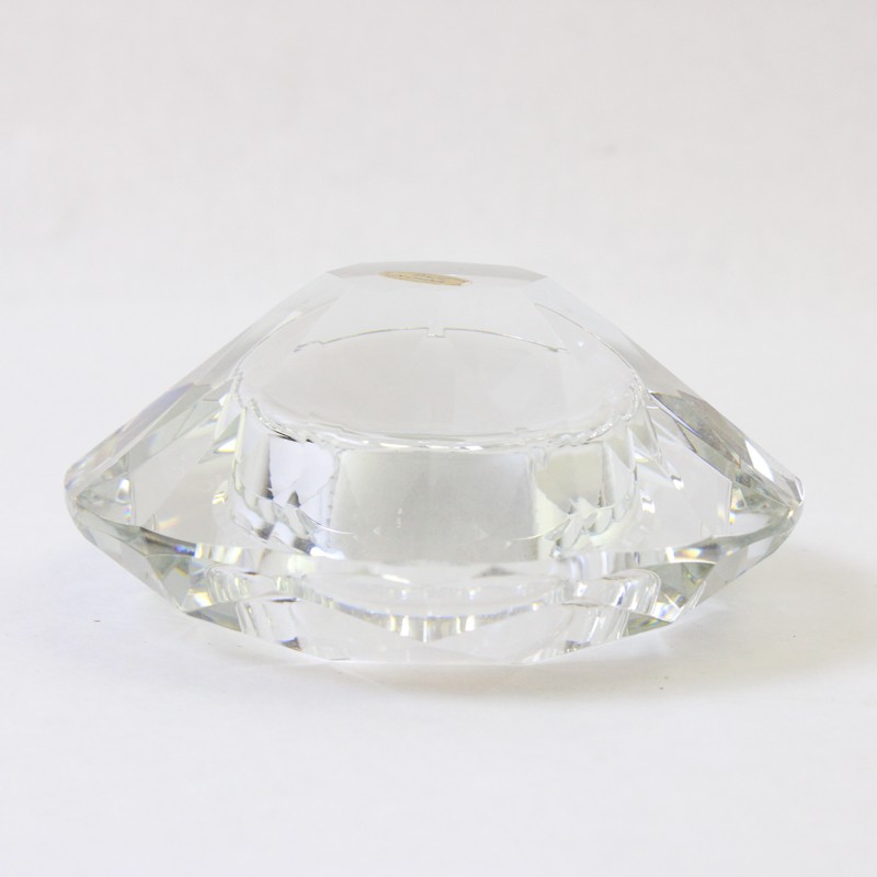 New Crystal Glass Votive Candle Holder 4in Faceted Round Decorative