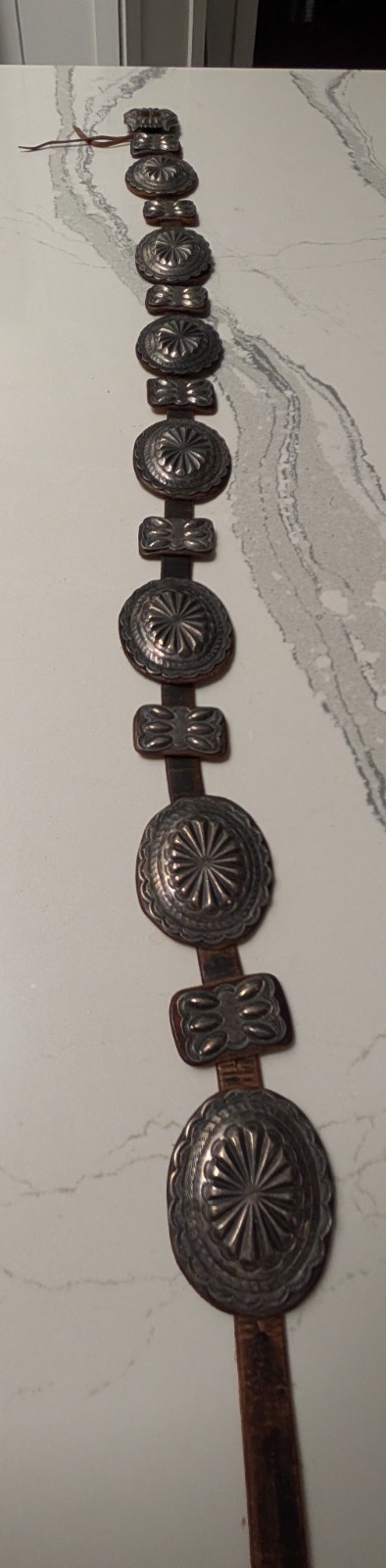 Vintage Native American (Navajo) sterling silver concho belt