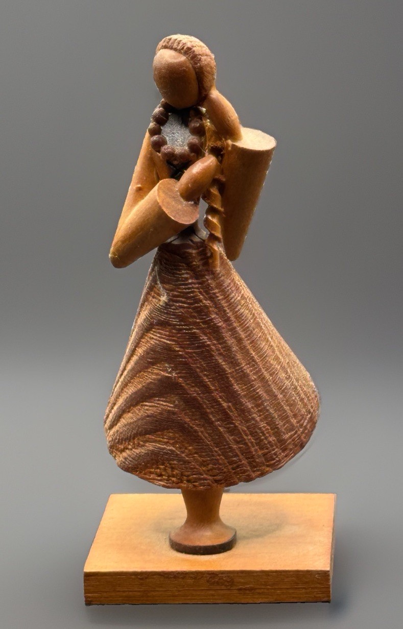 Vintage Polish Wooden Figurine S. Sitarski J. Fedorowicz MCM Folk Art Carving