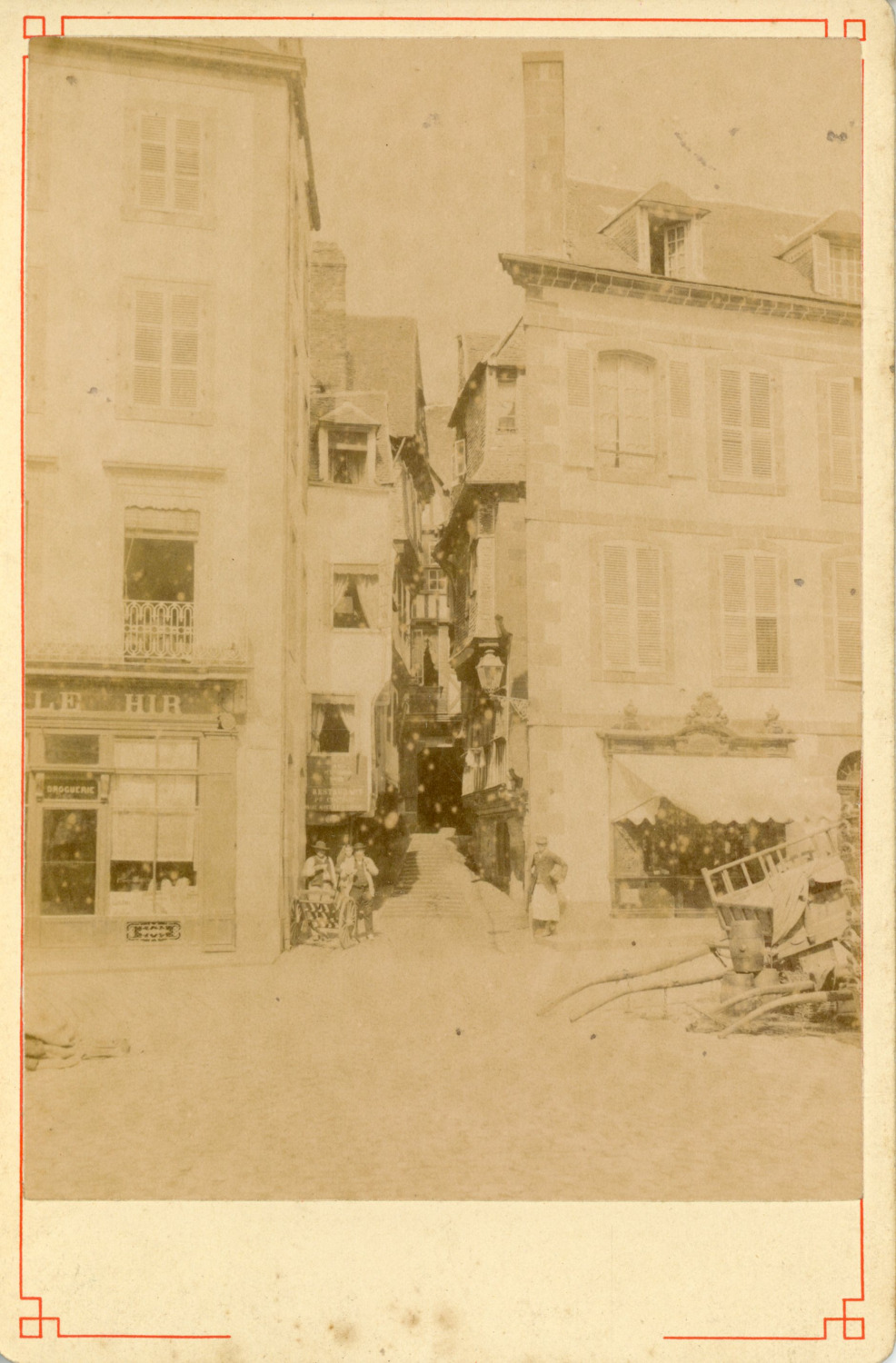 France, Ruelle & Shops, ca.1870, vintage albumen print vintage albumen print
