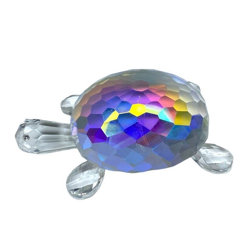 Oleg Cassini Iridescent Crystal Turtle Paperweight 