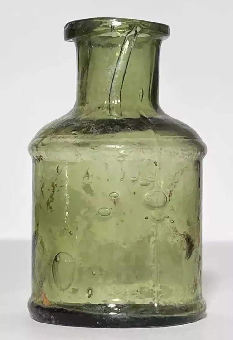 Very Beautiful Antique Vintage Inkwell from the 1800s. Very thick glass.