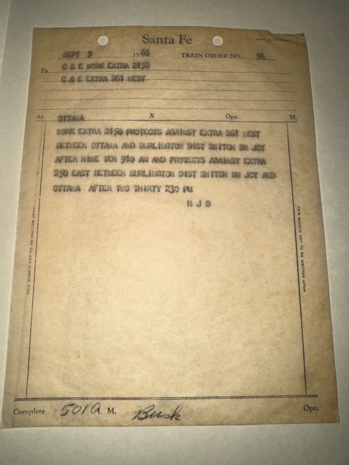 Historic Train Orders dating back to 1958-1988