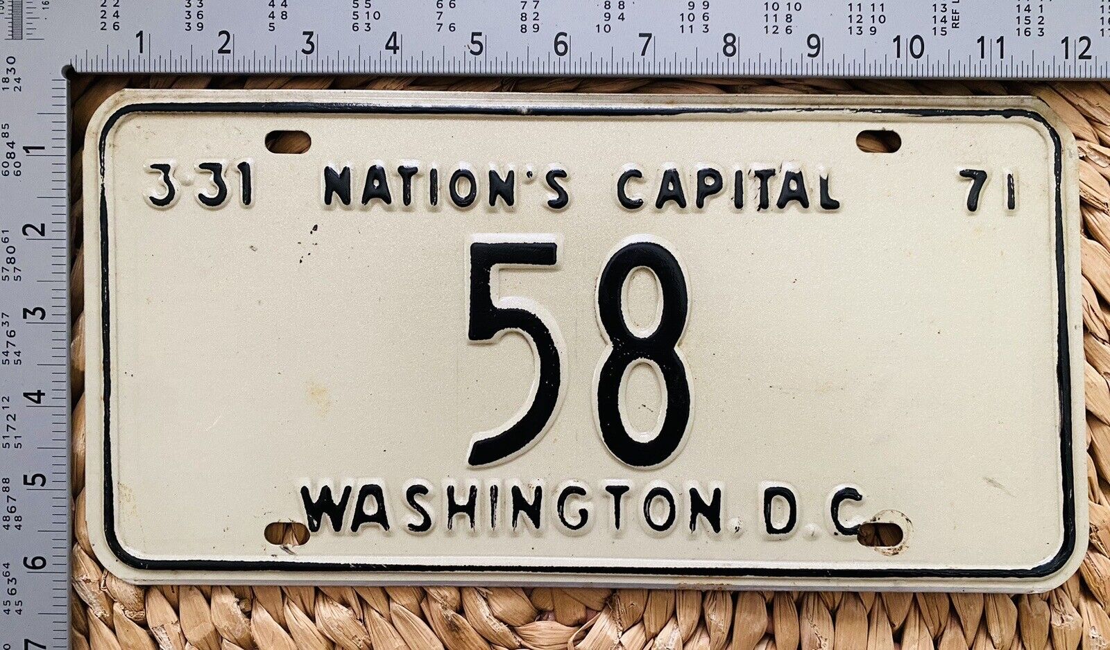 1970 1971 Washington DC District Of Columbia License Plate Low Number 58 Garage