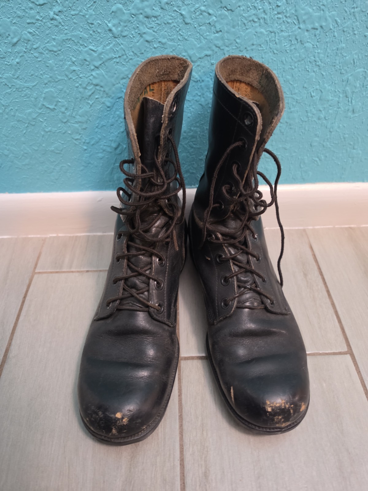 Vintage Genesco US Military Vietnam Leather Combat Boots 10R DMS Chevron Officer