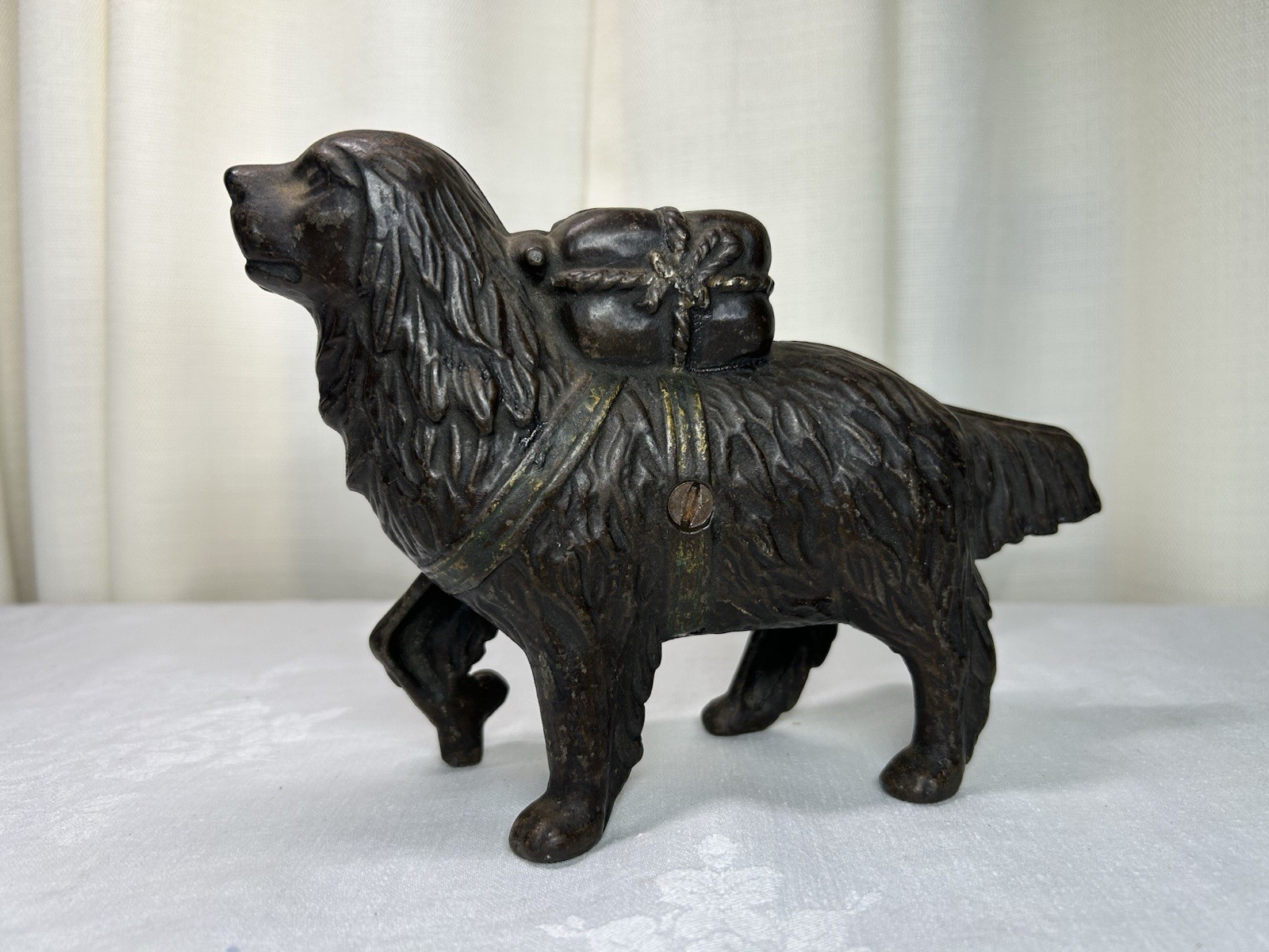 Antique AC Williams Cast Iron Dog Pack Piggy Bank St. Bernard Newfoundland 1900