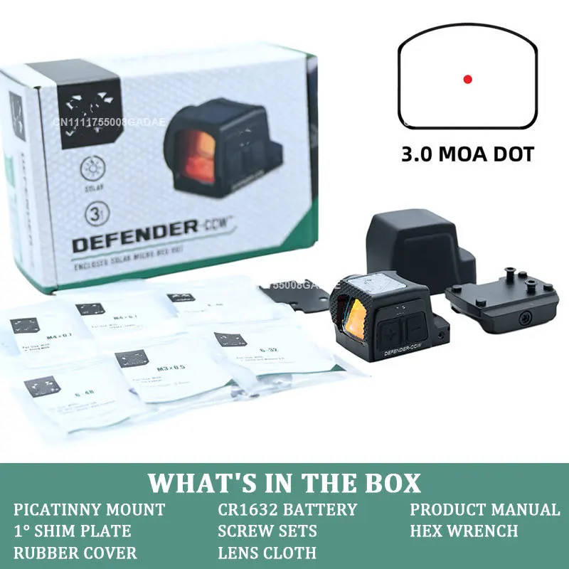 VTX Defender-CCW 3MOA Solar Enclosed Red Dot Sight VTX Defender-CCW 3MOA Solar Enclosed Red Dot Sight