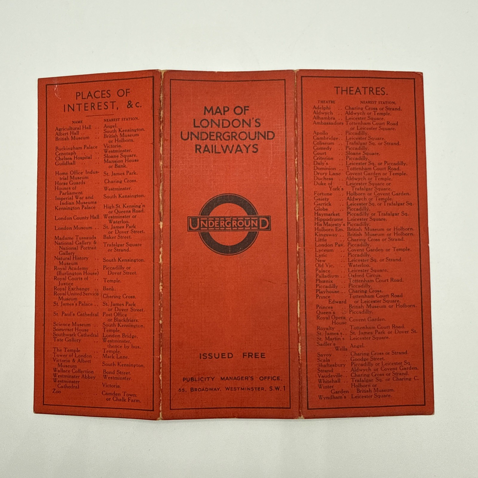1931 F.H. Stingemore London Underground Pocket Map Red Cover Pre-Beck Allen