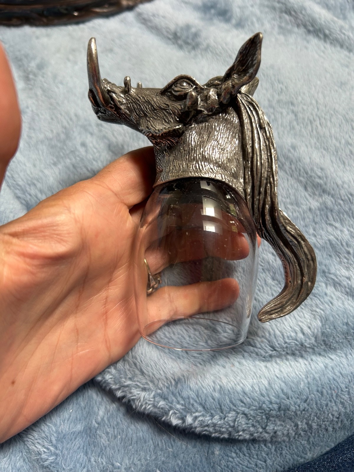 EXQUISITE FRANKLI WILD PEWTER SHOT GLASS wild boar  ROYAL SELANGOR RARE